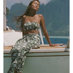 Stone Fox Swim Flora Marlowe skirt &Gia tube top Green Floral set NWT